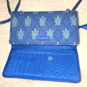 Vera Bradley Turtle Print Wristlet,Wallet Crossbody Bag 8"x4"